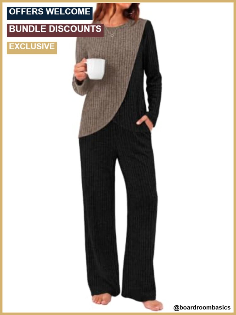 2 Piece Lounge Set Women Matching Shirt & Pants Polyester Rayon Spandex